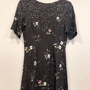 NWT Jack Wills Black Floral Short Sleeve Dress Size 4
